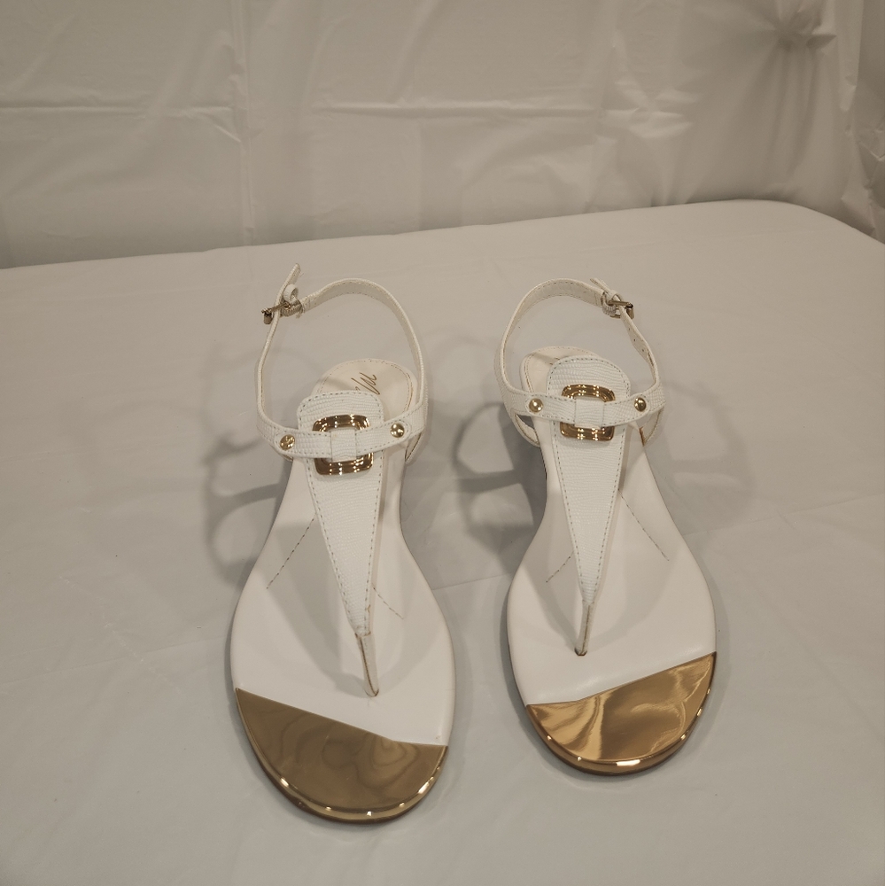 Marc Fisher White and Gold Sandals  Size 8.5M. WORN ONCE - GREAT CONDITION!